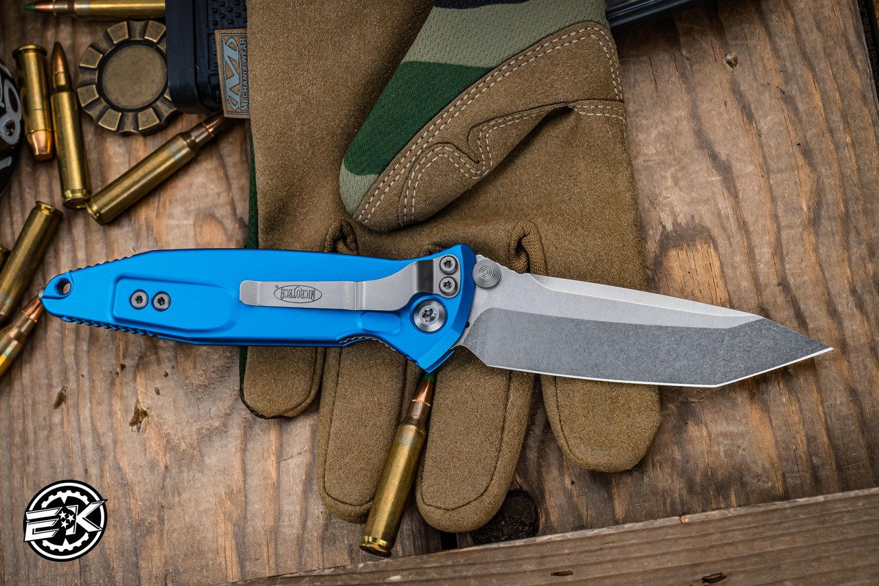 Microtech Socom Elite Blue Manual Fordite Inlay 4