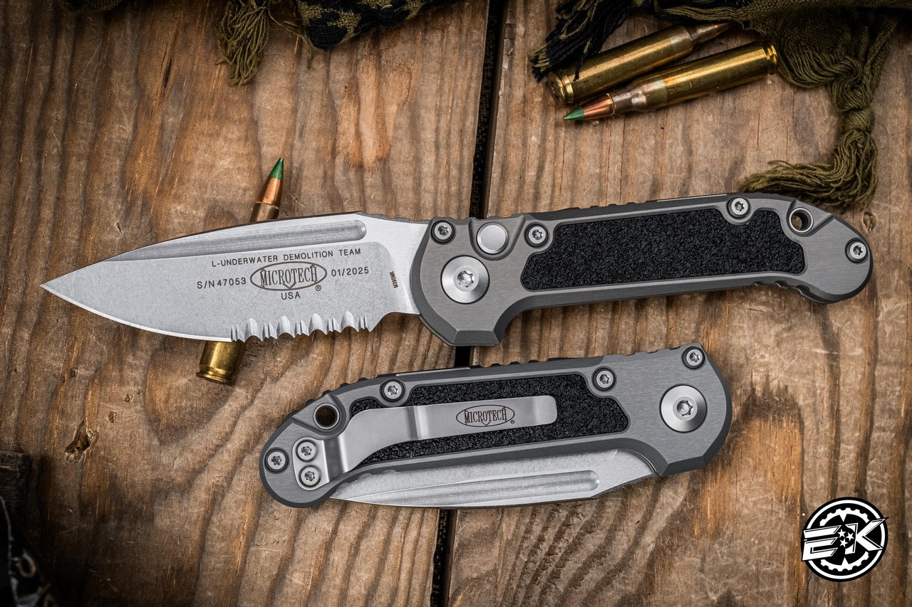 Microtech LUDT Gen III Automatic Folding Knife Natural Clear 3.4