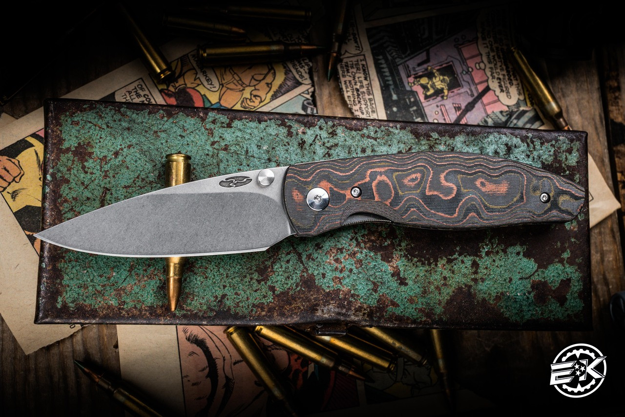 Three Rivers Manufacturing ATOM Folding Knife Mokume CamoCarbon