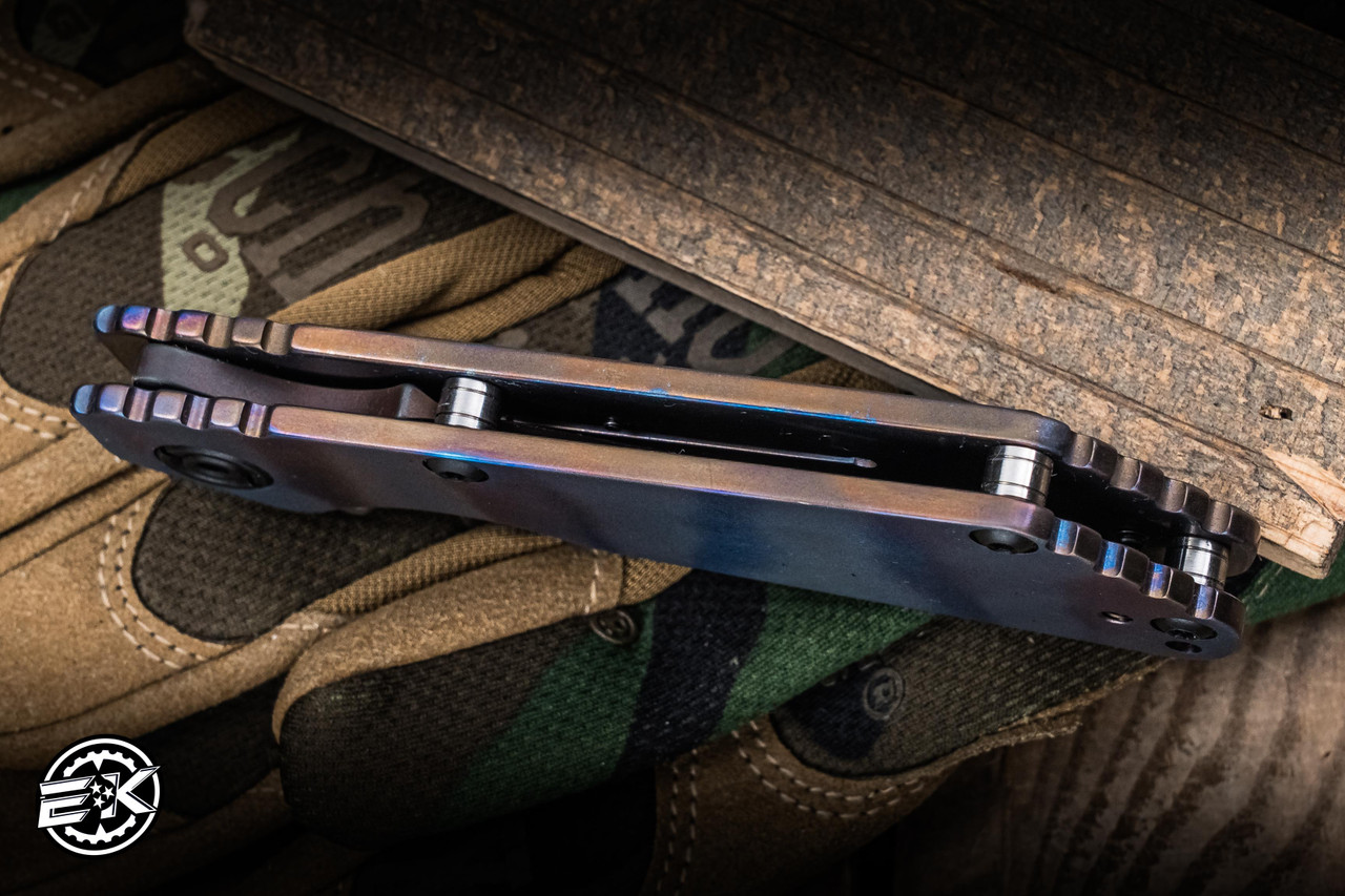 Mick Strider Knives SnG Flame Striped Titanium 3.5