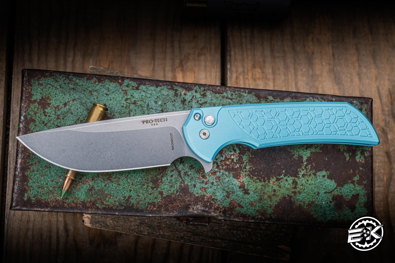 ProTech Mordax Manual Flipper Folding Knife Teal Blue Titanium