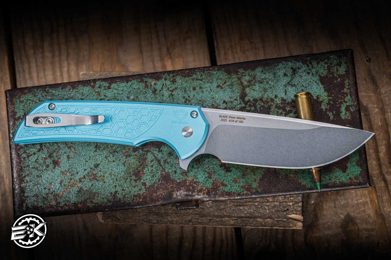 ProTech Mordax Manual Flipper Folding Knife Teal Blue Titanium