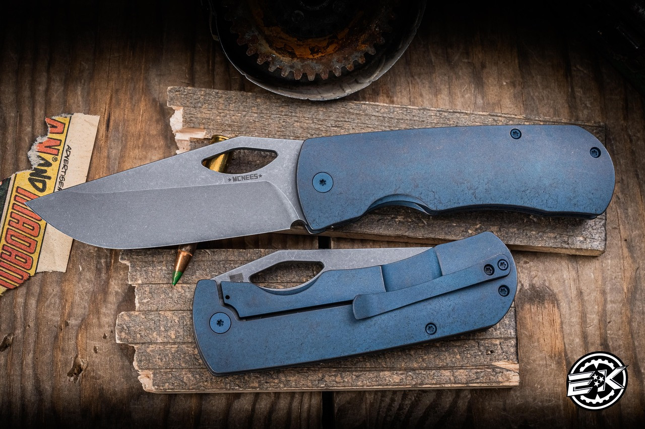 McNees Knives Dixon Folding Knife Blue/Bronze Titanium 3.75