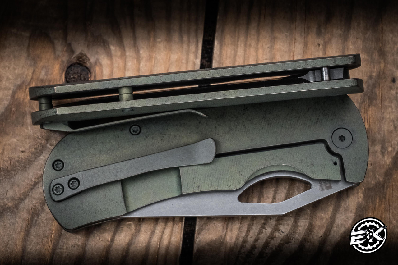 McNees Knives Dixon Folding Knife Green Titanium 3.75