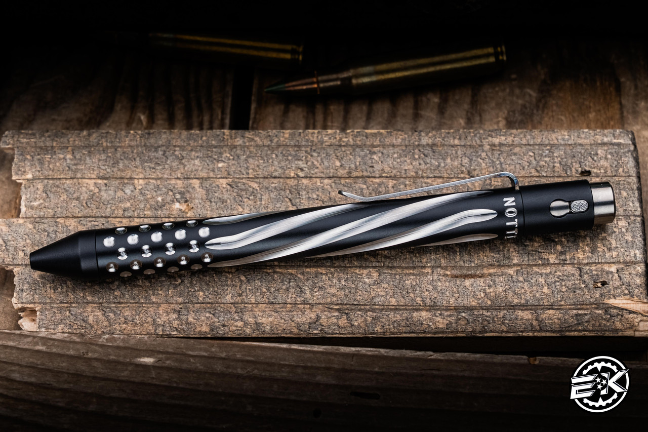 Nottingham Tactical TiButton Titanium Pen Spiral Flute/Dots Black