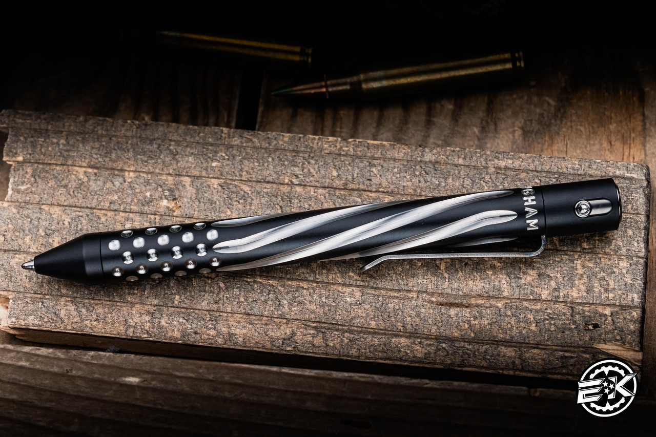 Nottingham Tactical TiButton Titanium Pen Spiral Flute/Dots Black