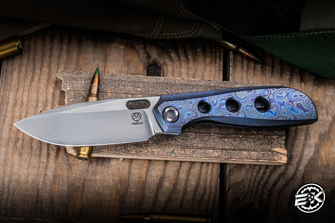 Poikilo Blade Gecko Midtech 3 Flipper Knife ZircuTi 3.25