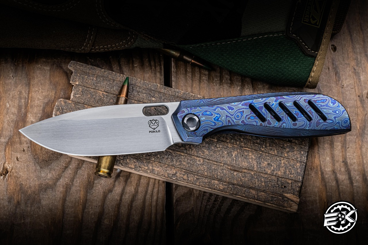Poikilo Blade Gecko Midtech 2 Flipper Knife ZircuTi 3.25