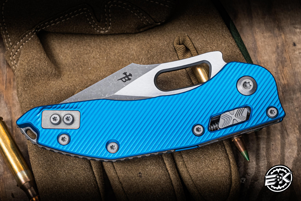 Microtech Stitch Ram-Lok Manual Folder Blue Fluted Aluminum 3.75
