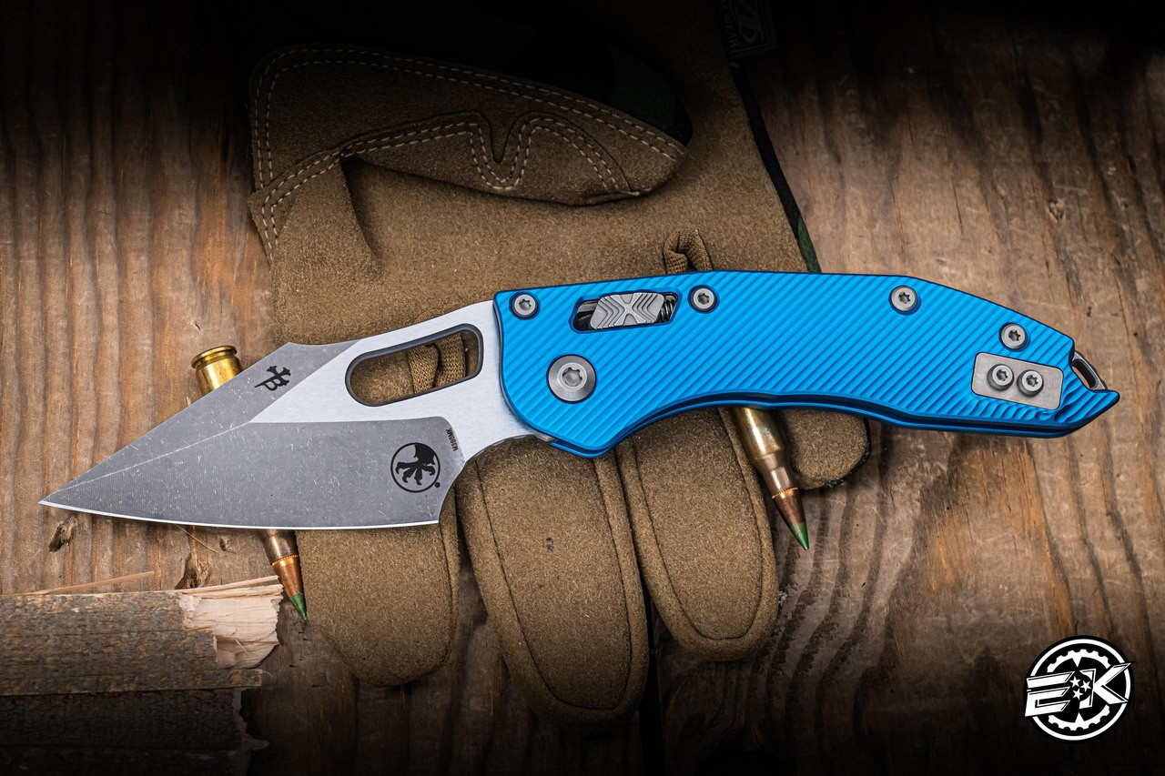 ✾TEC_Work✾ Microtech Stitch Ram-Lok Manual Folder Blue Fluted Aluminum