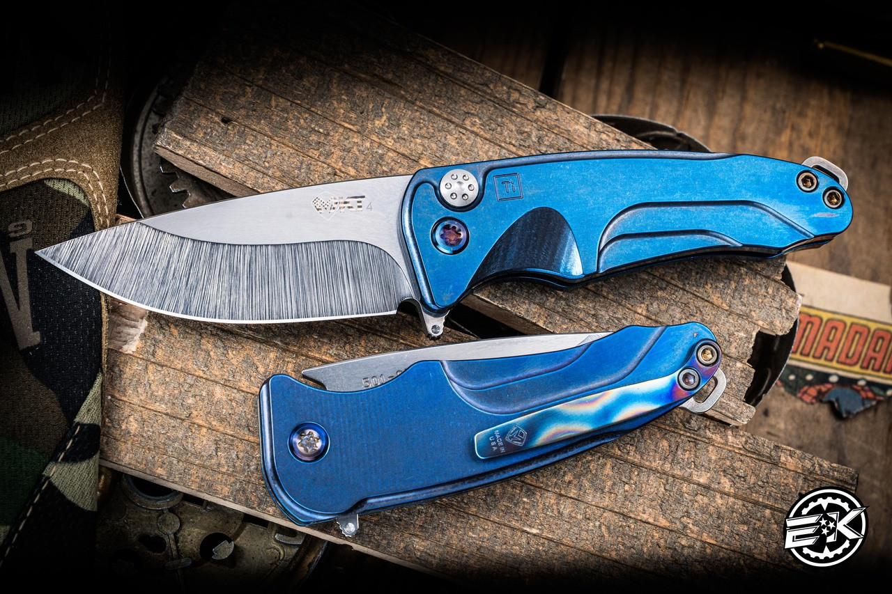 Medford Smooth Criminal TI Folding Flipper Knife Blue Titanium 3