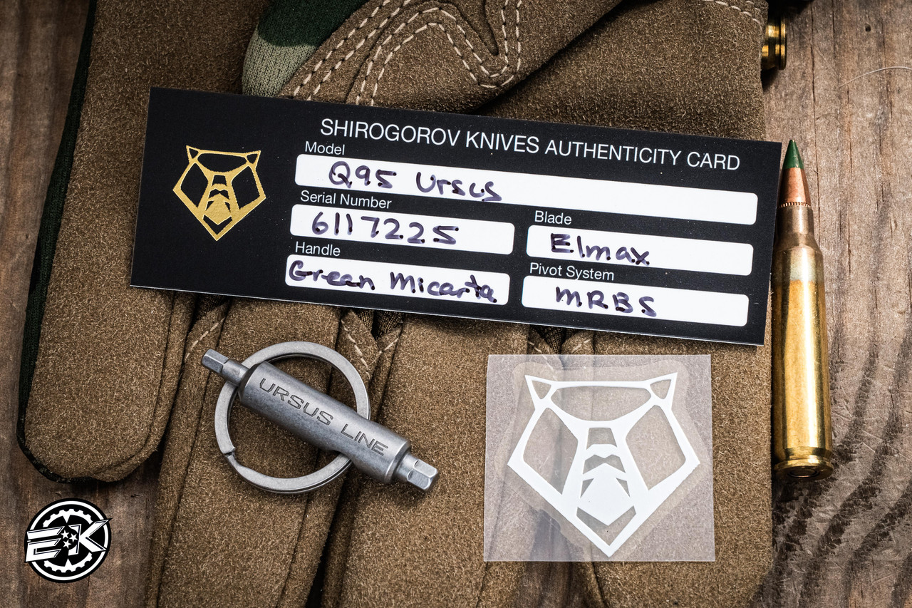 Shirogorov Knives Q95 Ursus Linerlock Knife Green Micarta 3.75
