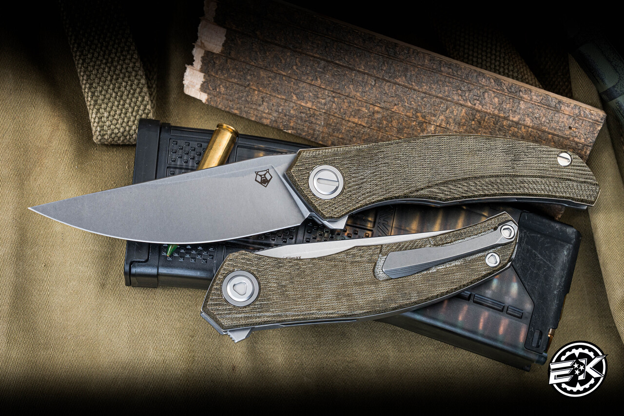 Shirogorov Knives Q95 Ursus Linerlock Knife Green Micarta 3.75