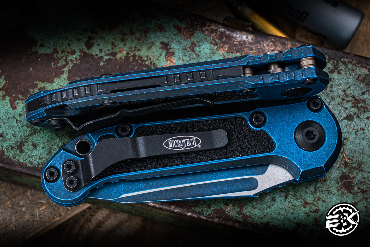Microtech LUDT Gen III Automatic Folding Knife Weathered Blue