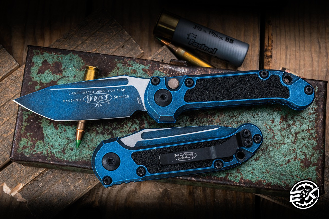 Microtech LUDT Gen III Automatic Folding Knife Weathered Blue