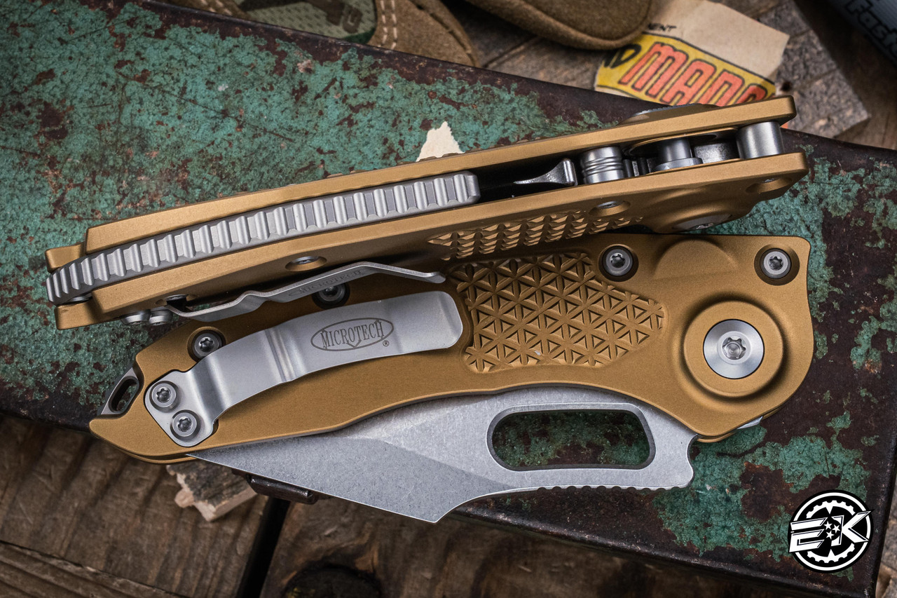 Microtech x Borka Stitch Automatic Folding Knife Tan 3.75