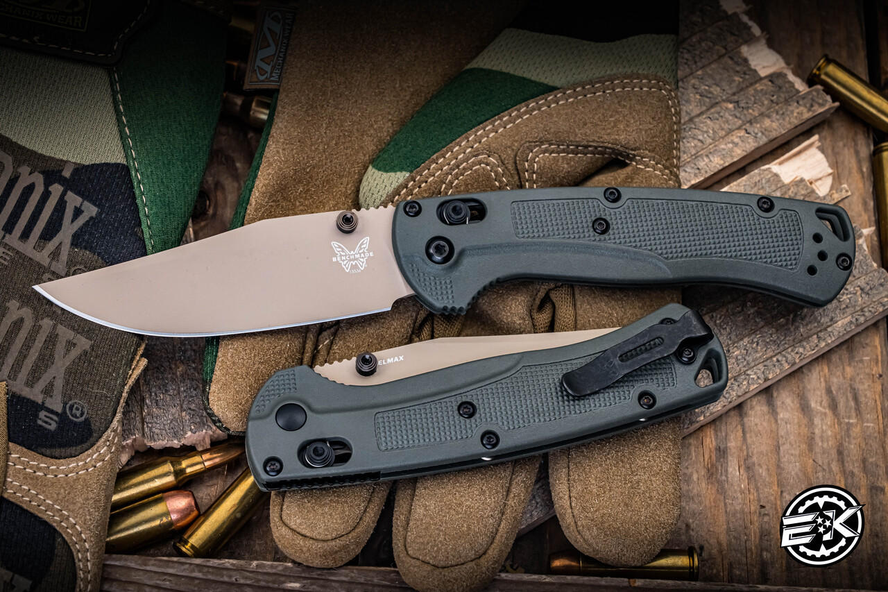 Benchmade Taggedout Hunt Folding Knife Deep Olive Grivory 3.5