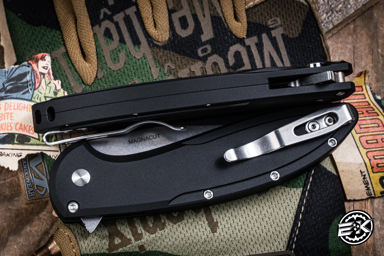 Pro-Tech Cambria Flipper Folding Knife Black Aluminum Techno