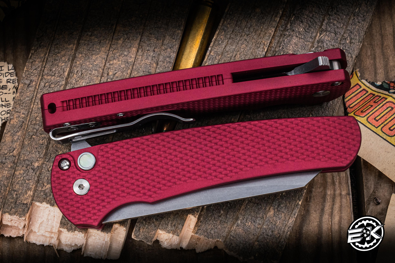 Pro-Tech Malibu Flipper Textured Red Aluminum 3.5