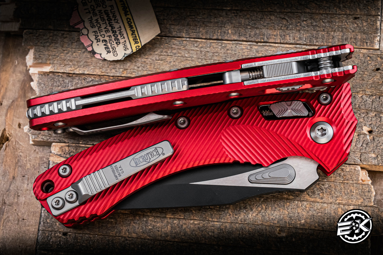 Microtech Amphibian Ram-LOK Fluted Red Aluminum 3.9