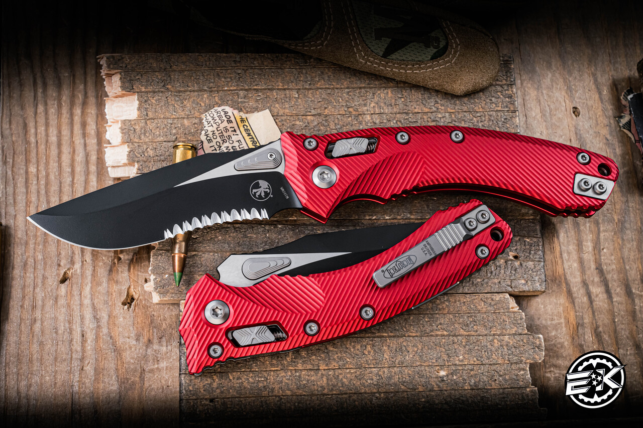 Microtech Amphibian Ram-LOK Fluted Red Aluminum 3.9