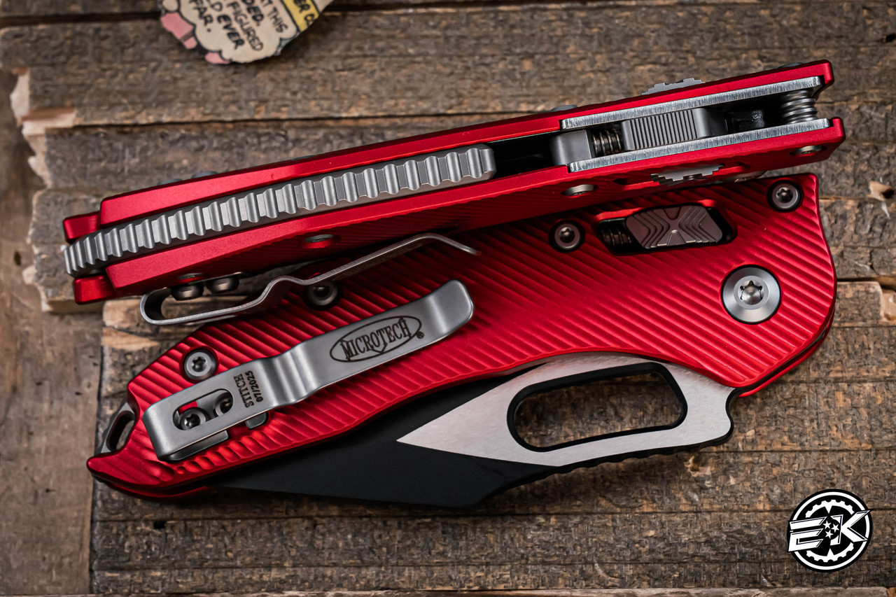 Microtech/Borka Blades Stitch Ram-LOK Manual Folder Fluted Red