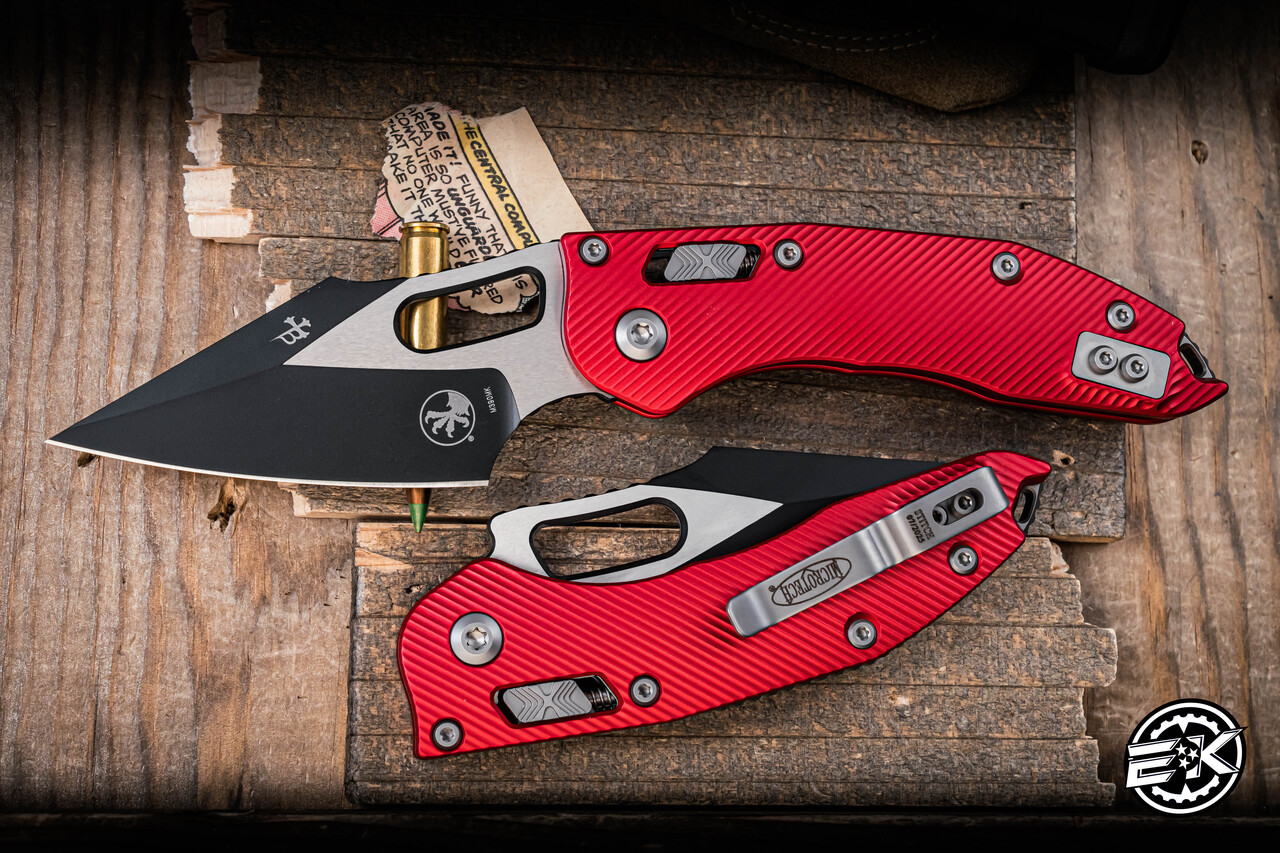 レッドコード Microtech/Borka Blades Stitch Ram-LOK Manual Folder Fluted Red