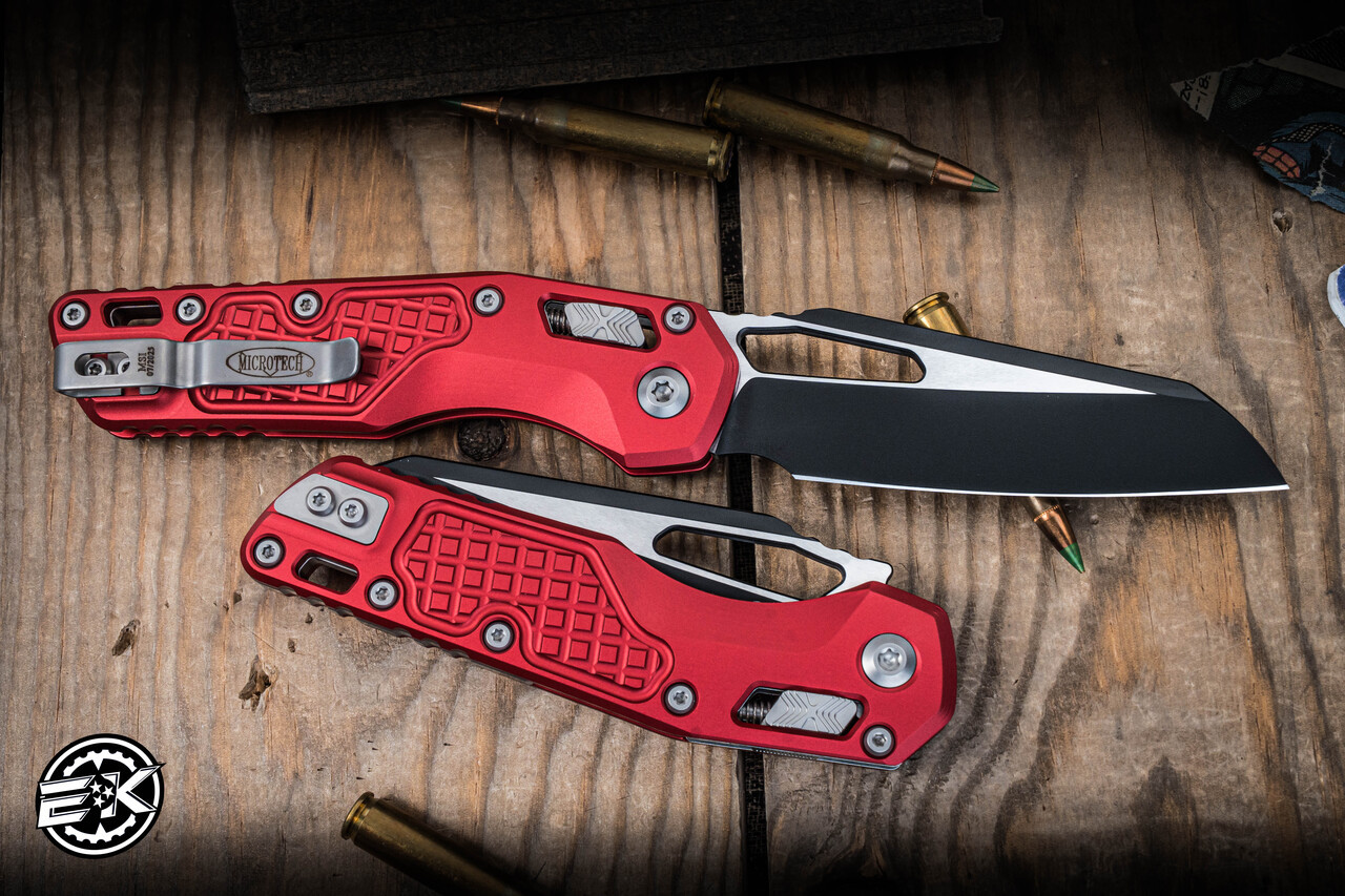 Microtech MSI Ram-LOK Manual Folder Red Frag Aluminum 3.75" Black 210-1FRRD