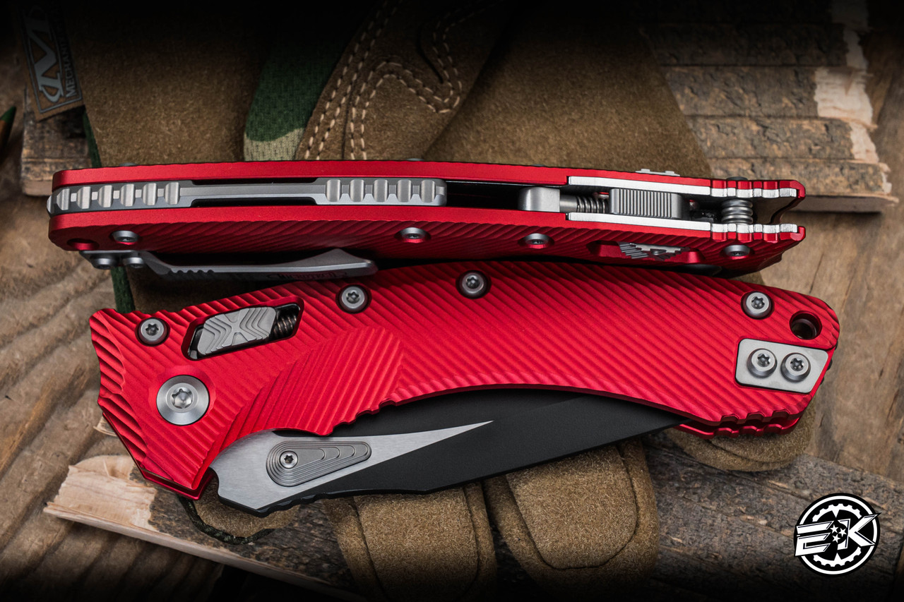 Microtech Amphibian Ram-LOK Folding Knife Fluted Red Aluminum 3.9