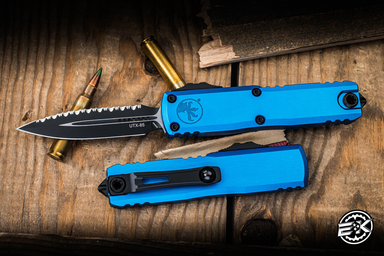 Microtech UTX-85 Gen III OTF Automatic Knife Blue 3.1