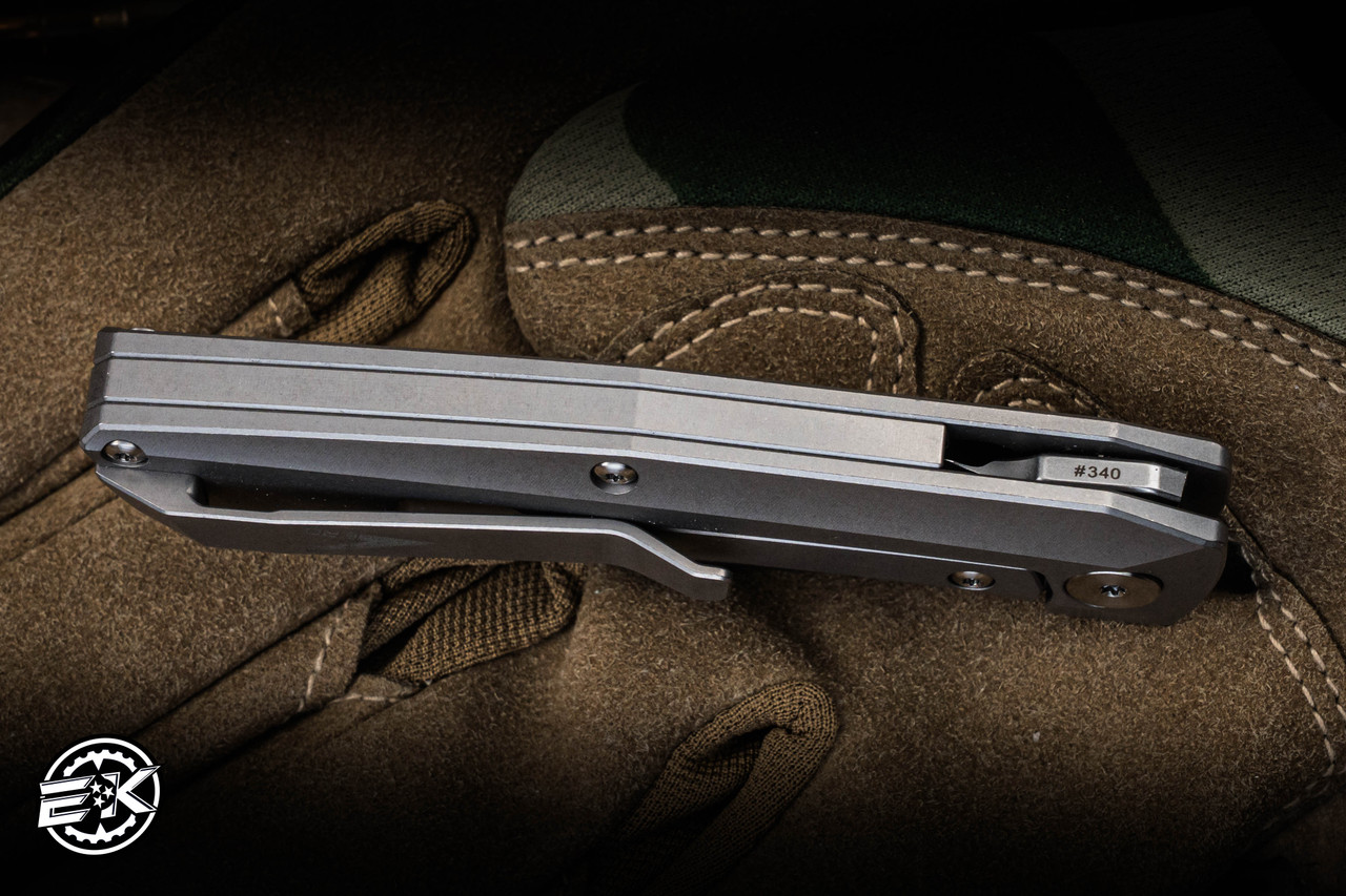 Preowned- Vero Engineering Axon Mini Frame Lock TItanium Folding Knife ...