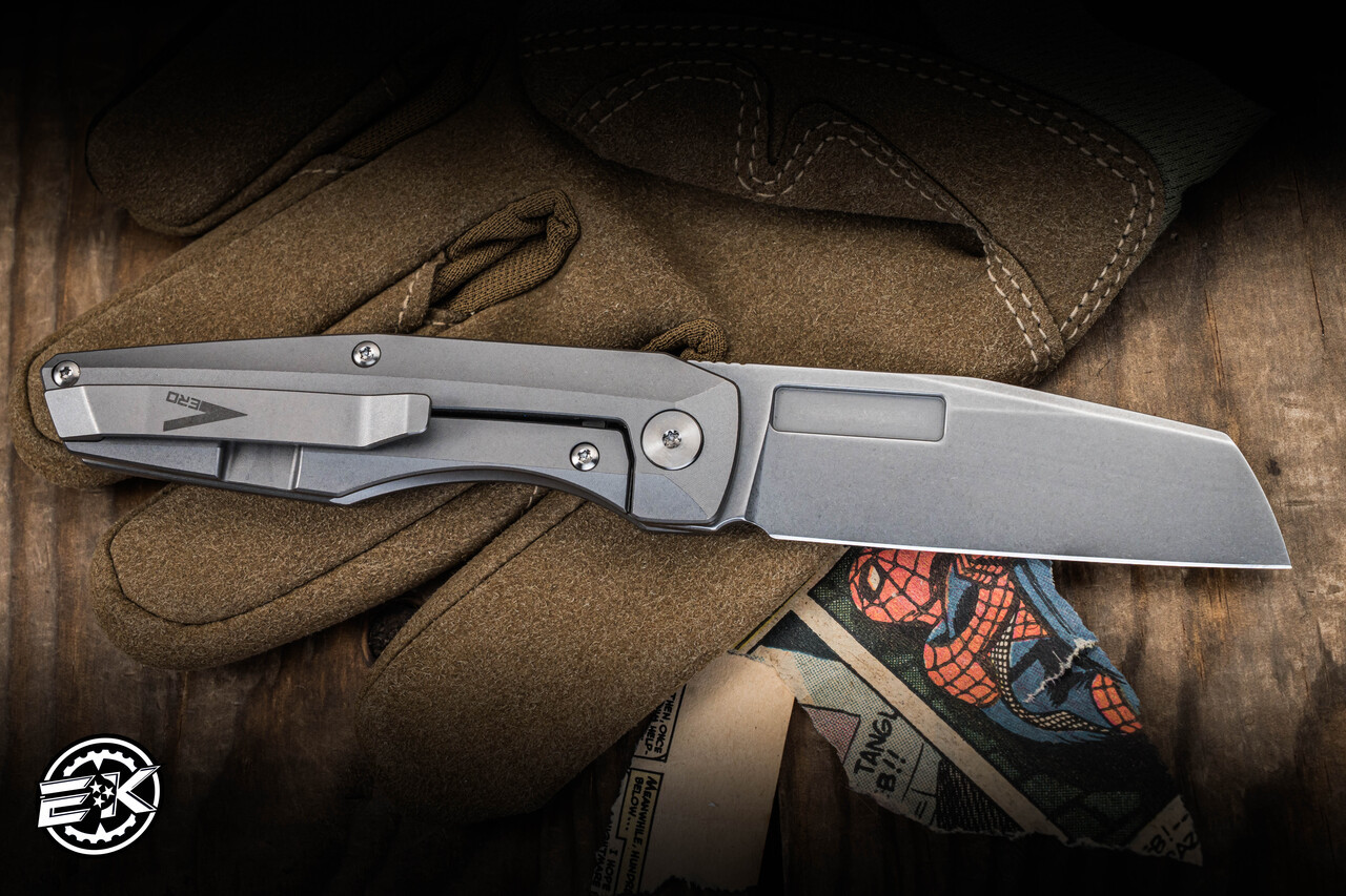 Preowned- Vero Engineering Axon Mini Frame Lock TItanium Folding Knife ...
