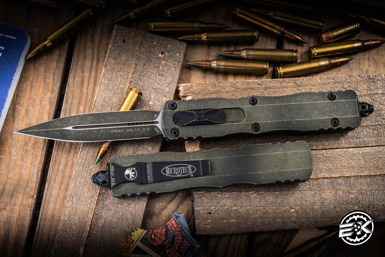 Microtech Dirac Delta OTF Automatic Knife Weathered Grenade Green
