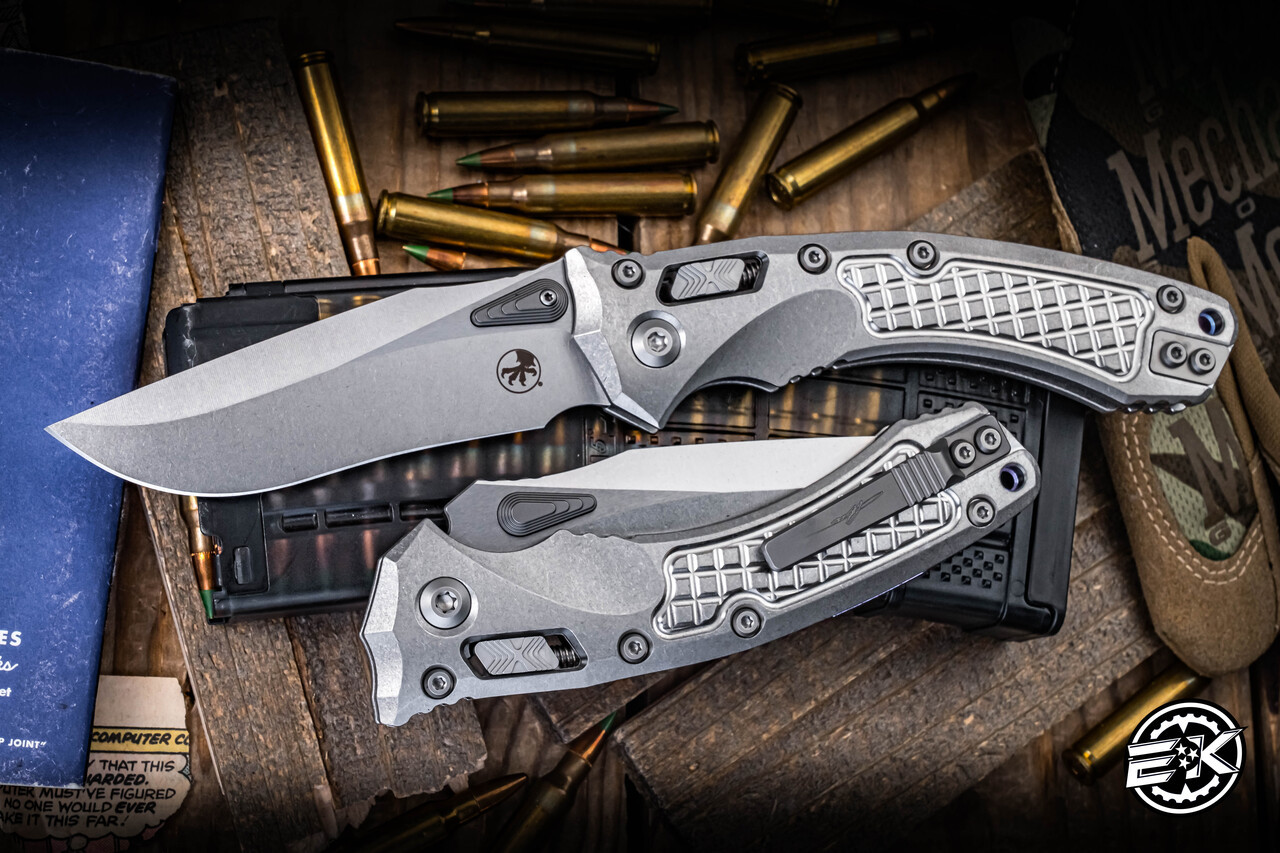 Microtech Amphibian Ram-LOK Folding Knife Frag Titanium x Purple