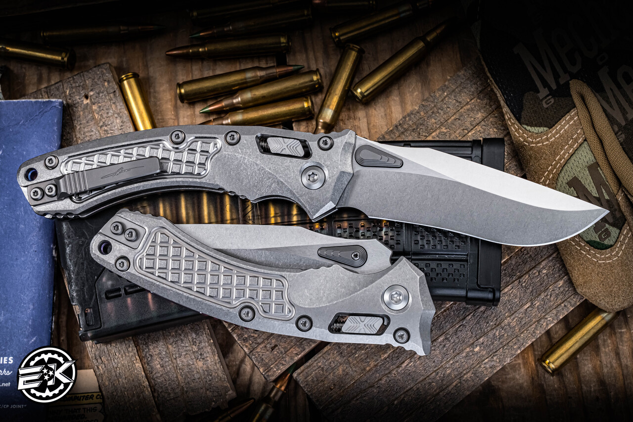 Microtech Amphibian Ram-LOK Folding Knife Frag Titanium x Purple