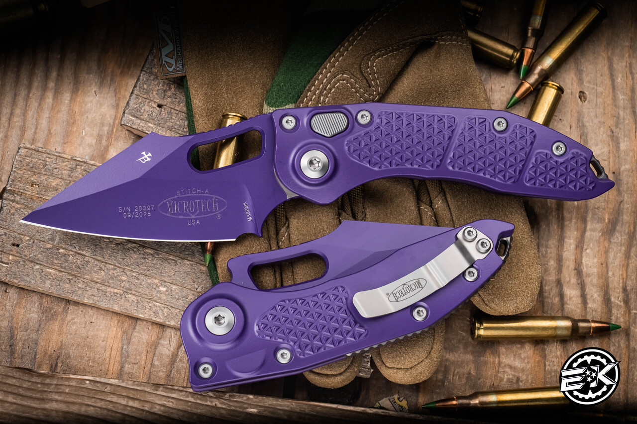 ブリーチ1〜69 Microtech Stitch Automatic Folding Knife Purple 3.75