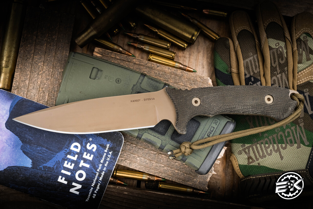 Spartan Blades Harsey Difensa Fixed Blade Knife Green Micarta 6.25