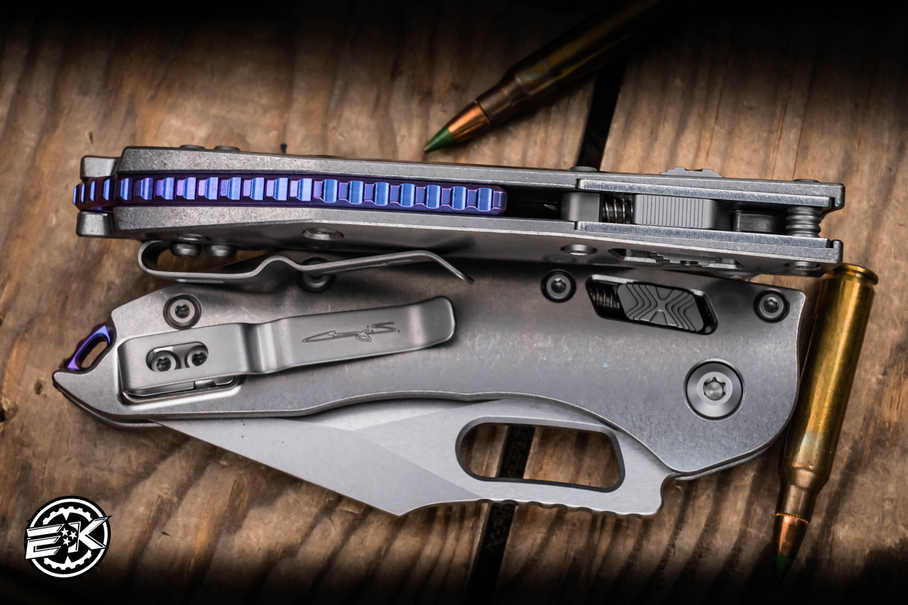 Microtech Stitch Ram-Lok Manual Knife Titanium Purple Accents 3.75