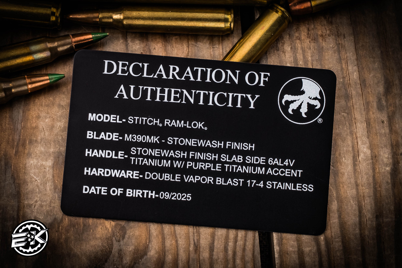 Microtech Stitch Ram-Lok Manual Knife Titanium Purple Accents 3.75