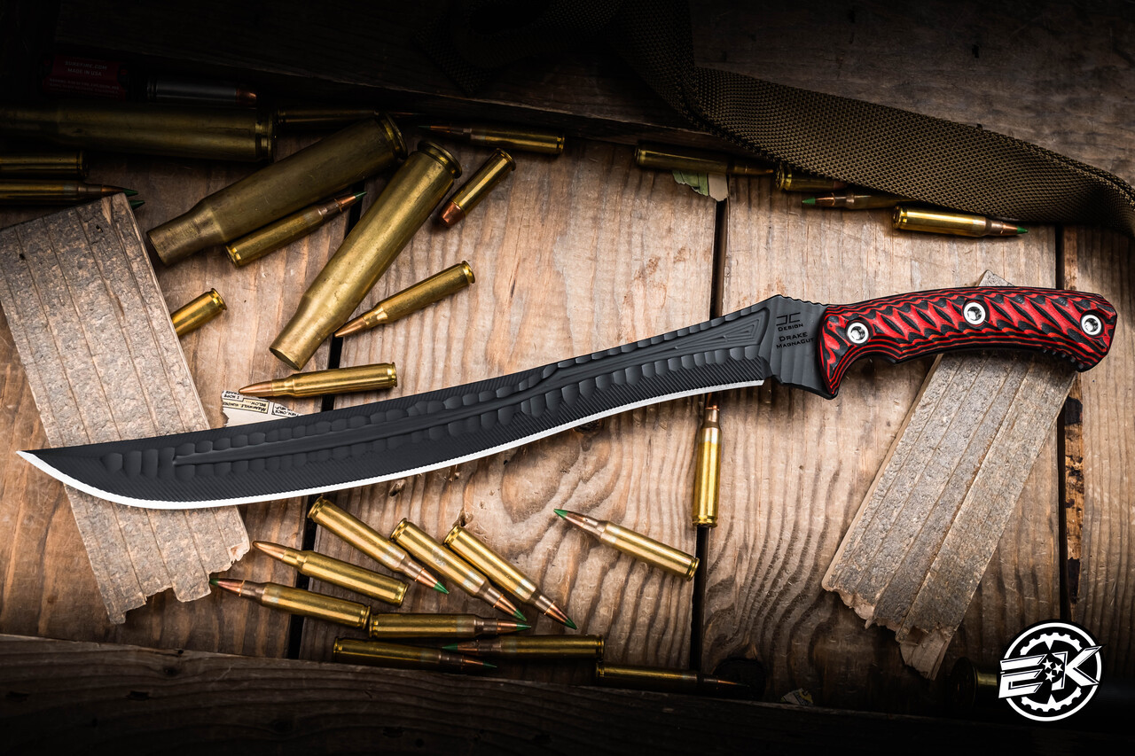 RMJ Tactical Drake Fixed Blade Knife Black Widow G10 11