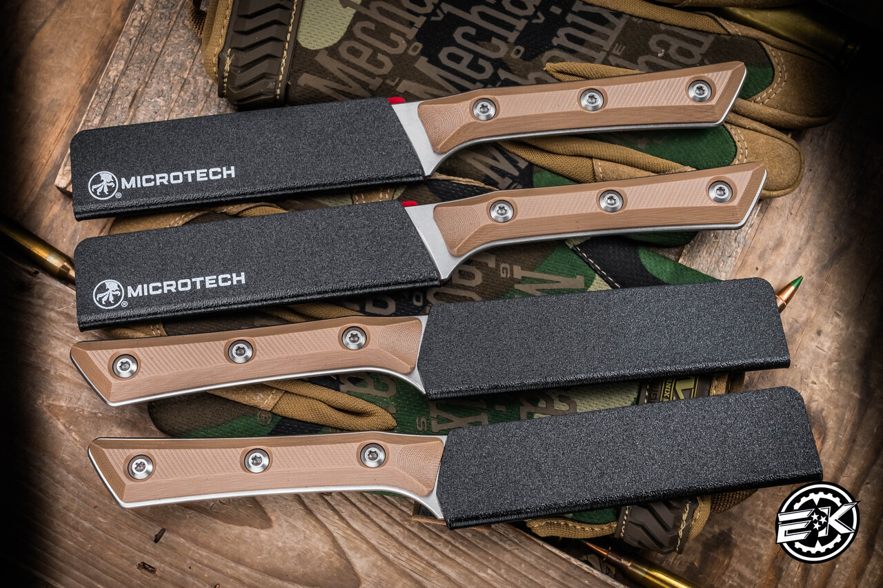 Microtech Kitchen Microtech Steak Knife Fixed Blade Kitchen Set Coyote Tan G10 4.5