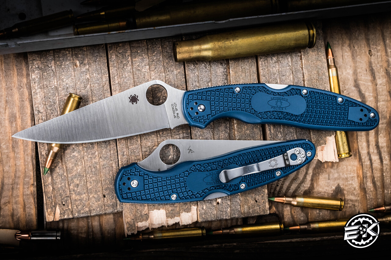 Spyderco Police 4 Lightweight Cobalt Blue FRN Folding Knife 4.38