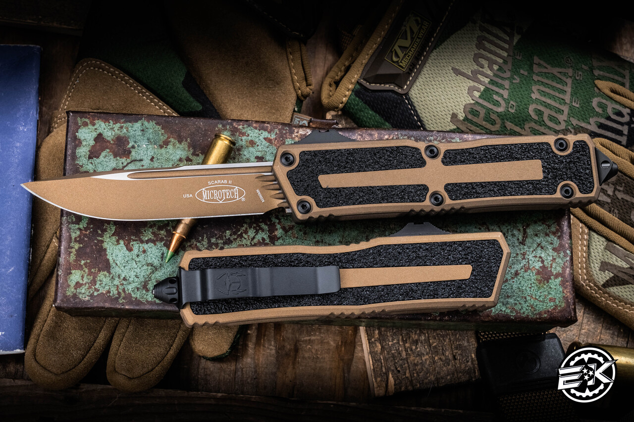 Microtech Scarab II Gen III OTF Automatic Knife Cerakote Burnt