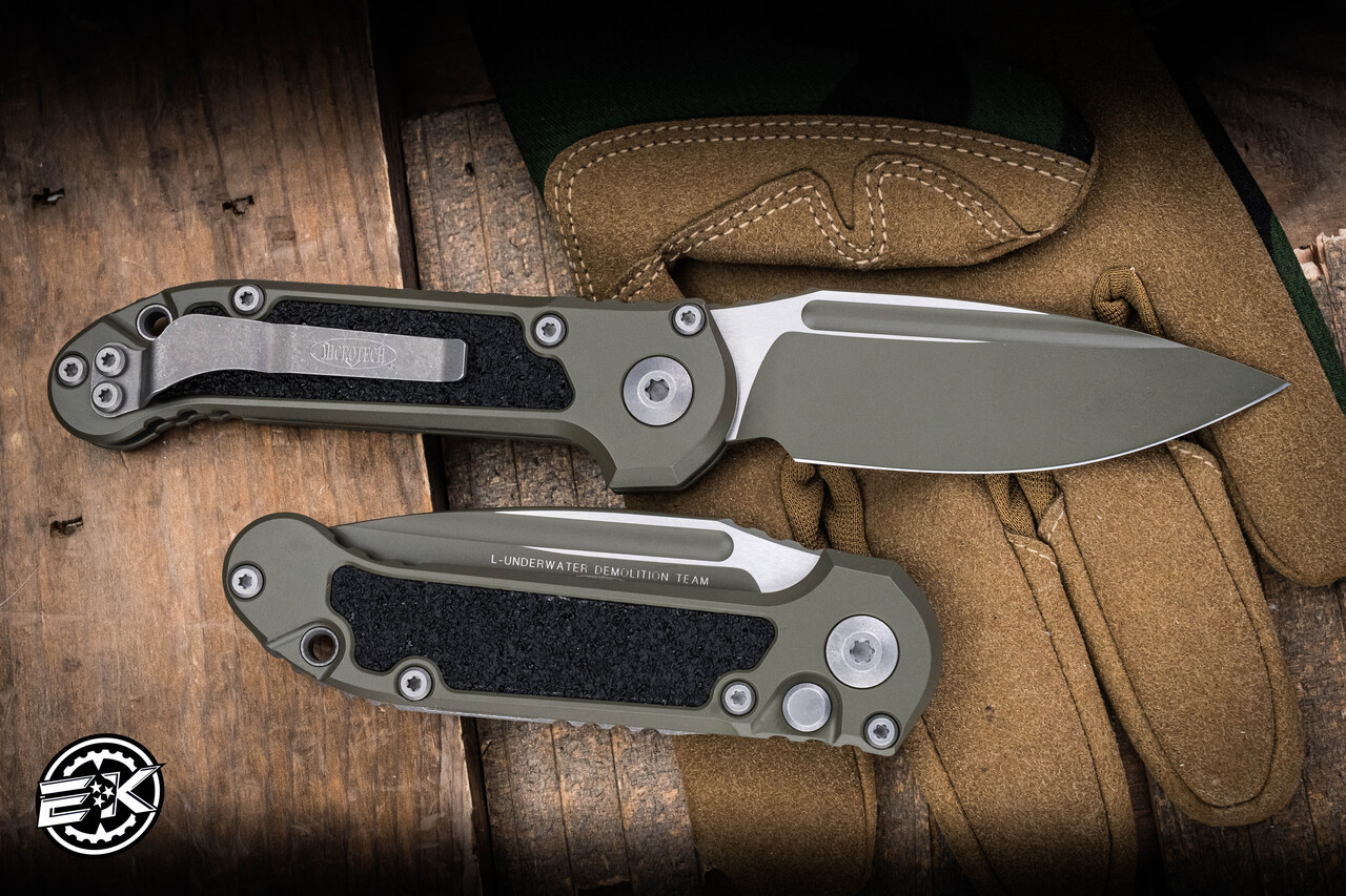 Microtech LUDT Gen III Automatic Folding Knife Moss Green 3.4