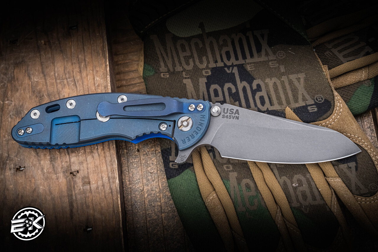 Rick Hinderer Knives XM-18 Blue G10 3.5″ Sheepsfoot Working Finish