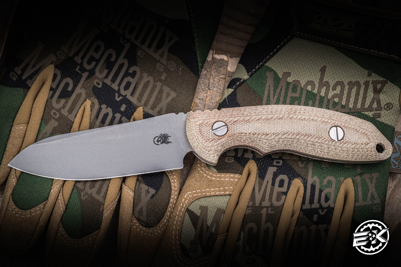 Rick Hinderer Emmett Fixed Blade Knife Natural Micarta 3.83