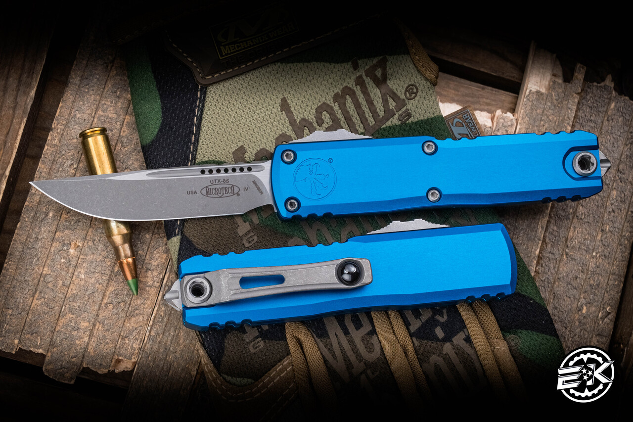 Microtech UTX-85 Gen IV OTF Automatic Knife Blue 3.1
