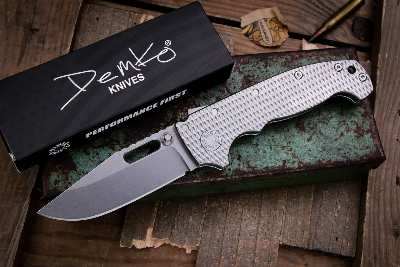Demko Knives MGAD20S Slim Textured Titanium 3.6