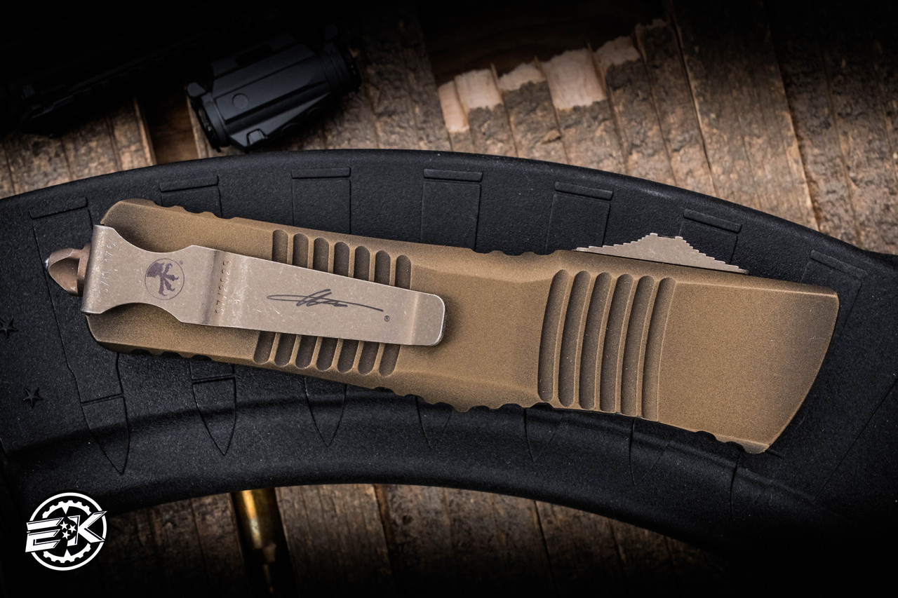 Preowned-Microtech Combat Troodon OTF Antique Bronze 4
