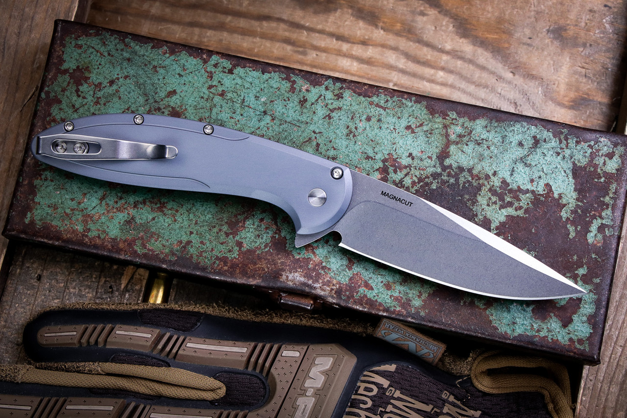 ProTech Cambria Flipper Folding Knife Grey Aluminum with